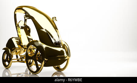 Golden 3d rendering di una semplice macchina all'interno di uno studio Foto Stock