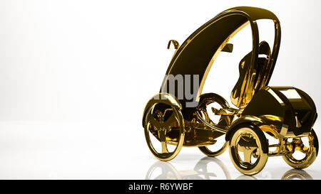 Golden 3d rendering di una semplice macchina all'interno di uno studio Foto Stock