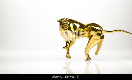 Golden 3d rendering di una tigre all'interno di uno studio Foto Stock