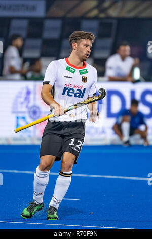 BHUBANESWAR, 01-12-2018, Odisha Hockey uomini di Coppa del Mondo di Bhubaneswar 2018. Luogo: Kalinga Stadium. Timm Herzbruch durante il gioco vs Germania il Pakistan. Foto Stock