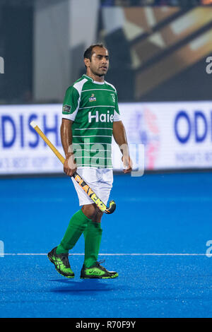 BHUBANESWAR, 01-12-2018, Odisha Hockey uomini di Coppa del Mondo di Bhubaneswar 2018. Luogo: Kalinga Stadium. Rashid Mehmood durante il gioco vs Germania il Pakistan. Foto Stock