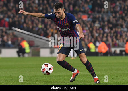 Barcellona, 5-12-2018. Il Copa el Rey 2018/ 2019, round di 32 seconda gamba. Barcelona-Cultural Leonesa. Munir el Haddadi di Barcellona durante il gioco Barcellona - Leonesa culturale Foto Stock
