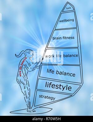 Blue Work Life Balance wordcloud â€" illustrazione Foto Stock