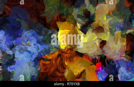 Una pittura astratta. I tratti di pennello in colori smorzati Foto Stock