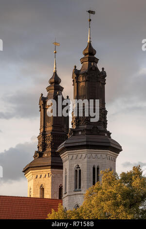 Le torri della chiesa, cattedrale, Visby, isola di Gotland, Svezia Foto Stock