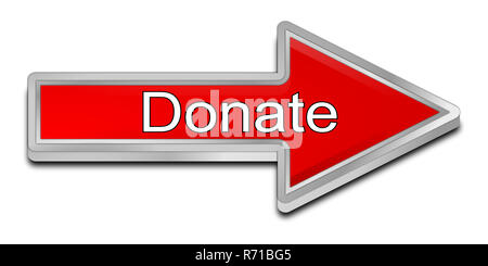 Red donare il tasto freccia - 3D illustrazione Foto Stock