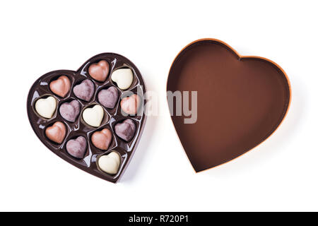 Della scatola a forma di cuore ad cioccolatini. Valentines Candy Foto Stock