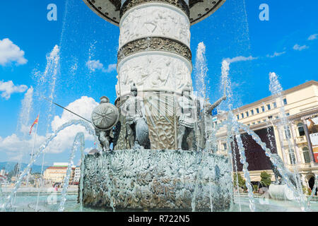 Alessandro il Grande fontana, Macedonia Square, Skopje, Macedonia Foto Stock