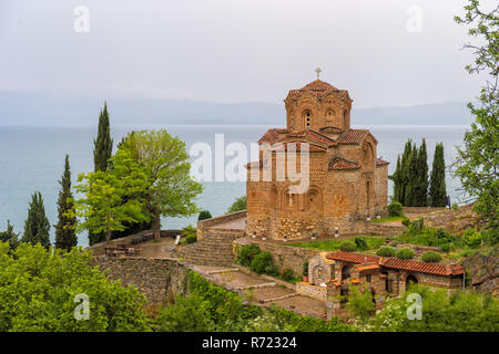 St John Theologian-Kaneo Chiesa, lago di Ohrid Macedonia Foto Stock