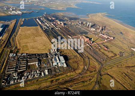 Una veduta aerea di rotte Teesport, Middlesborough, Teeside, North East England, Regno Unito Foto Stock