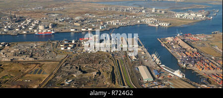 Una veduta aerea di rotte Teesport, Middlesborough, Teeside, North East England, Regno Unito Foto Stock