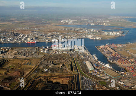 Una veduta aerea di rotte Teesport, Middlesborough, Teeside, North East England, Regno Unito Foto Stock