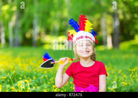 Poco funny girl riproduzione nativa americana Foto Stock