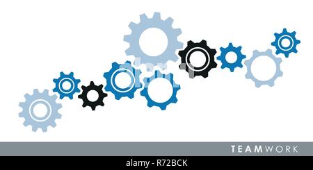 Concetto di lavoro di squadra con ingranaggi ruote dentate illustrazione vettoriale EPS10 Illustrazione Vettoriale