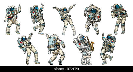 Set di dancing astronauti raccolta Foto Stock