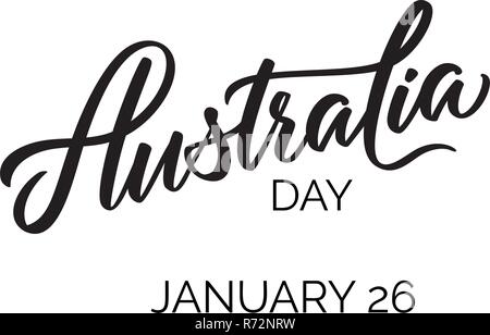 L'Australia Day tipografia, scritte. Word art brush testo disegno vettoriale del nome del paese per l'Australia Illustrazione Vettoriale