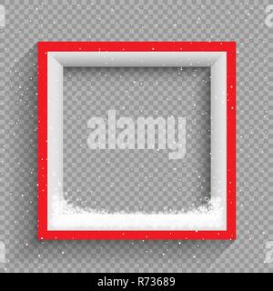 Nevicate sul rosso e cornice bianca Illustrazione Vettoriale