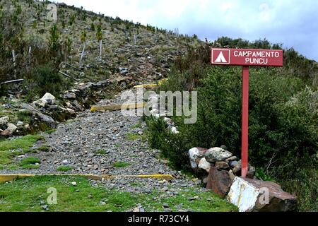 Puncu camp - Modo di AHUAC LAGUNA. Dipartimento di Ancash.PERÙ Foto Stock