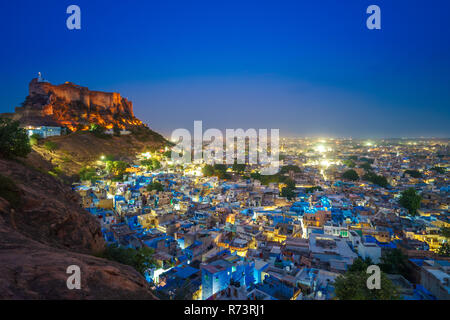 Scena notturna di jodhpur in Rajasthan, India Foto Stock