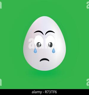 Carino triste carattere uovo con sfondo verde, vettore illustrazione, file eps Illustrazione Vettoriale