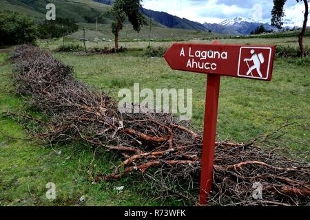 Segno - Modo di AHUAC LAGUNA. Dipartimento di Ancash.PERÙ Foto Stock