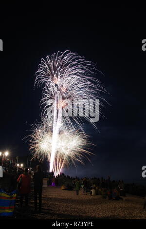 Fuochi d'artificio a Sidmouth regata. East Devon, Regno Unito. Estate 2018 Foto Stock