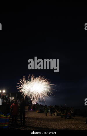 Fuochi d'artificio a Sidmouth regata. East Devon, Regno Unito. Estate 2018 Foto Stock