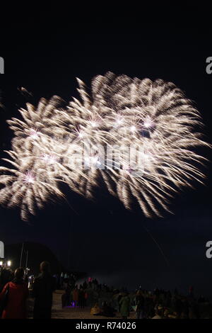 Fuochi d'artificio a Sidmouth regata. East Devon, Regno Unito. Estate 2018 Foto Stock