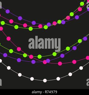 Le luci di Natale le stringhe. Vector piatto ghirlanda di Natale. Ghirlande di festa insieme Illustrazione Vettoriale