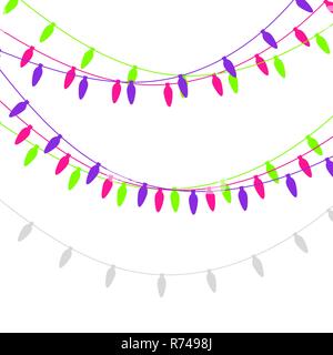 Le luci di Natale candela-ghirlanda sagomato. Vector piatto ghirlanda di Natale. Ghirlande di festa insieme Illustrazione Vettoriale