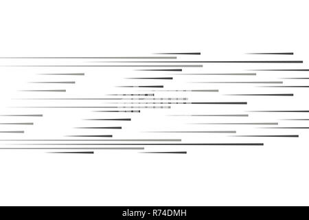 Isolate le linee di velocità. L'effetto di movimento al vostro progetto. Linee nere su uno sfondo trasparente.Le particelle volanti.illustrazione vettoriale.Il movimento in avanti Foto Stock