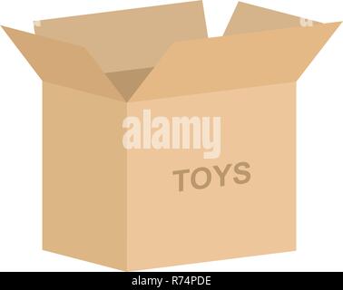 Aprire la scatola di cartone vettore per bambini toy box di concetto Illustrazione Vettoriale