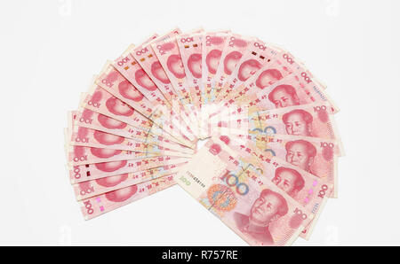Il cinese 100 RMB Yuan ，banconote dalla Cina è moneta. Foto Stock