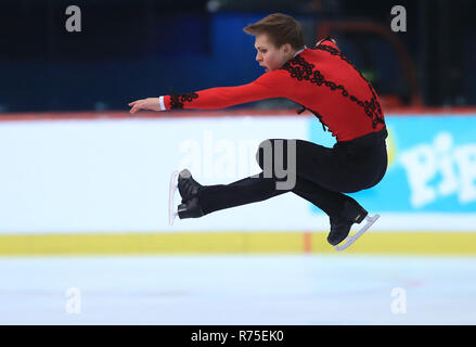 Zagabria, Croazia. Il 7 dicembre, 2018. Mikhail Kolyada della Russia compie durante gli uomini pattinaggio gratuito presso l'ISU Golden Spin di Zagabria 2018 a Zagabria in Croazia, il 7 dicembre, 2018. Credito: Marko Prpic/Xinhua/Alamy Live News Foto Stock