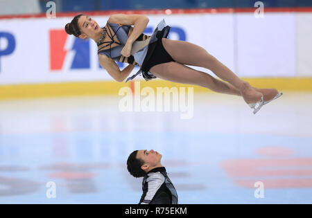 Zagabria, Croazia. Il 7 dicembre, 2018. Hailey Esther Kops (top) e Artem Tsoglin di Israele eseguire durante le coppie pattinaggio gratuito presso l'ISU Golden Spin di Zagabria 2018 a Zagabria in Croazia, il 7 dicembre, 2018. Credito: Marko Prpic/Xinhua/Alamy Live News Foto Stock