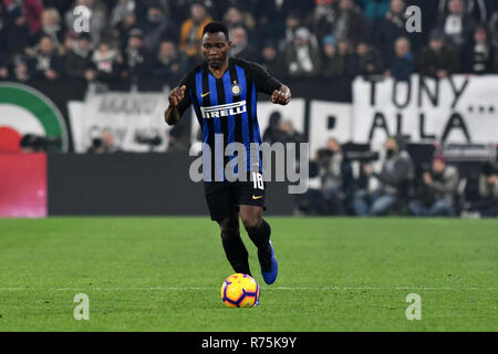 Torino, Italia. 07 dicembre 2018. Kwadwo Asamoah di FC Internazionale in azione durante la Serie A nella partita tra Juventus FC ed FC Internazionale. Credito: Marco Canoniero/Alamy Live News Foto Stock