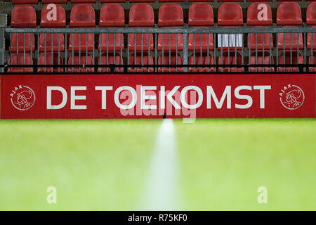 AMSTERDAM , 07-12-2018 , Sportpark De Toekomst , olandese , calcio Keuken Kampioen divisie , Stagione 2018 / 2019. Tabellone dello stadio prima della partita Jong Ajax vs TOP Oss Foto Stock