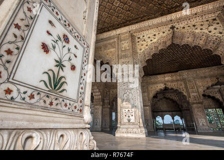 Diwan-i-Khas (Sala ufficiale), Forte Rosso, Vecchia Delhi, India Foto Stock