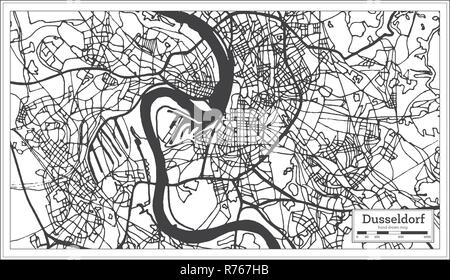 Dusseldorf Germania Mappa della città in stile retrò. Mappa di contorno. Illustrazione Vettoriale. Illustrazione Vettoriale
