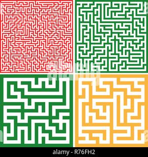 Serie di labirinti colorati/ buona per il logo o icona, vettore illustrazione dello sfondo. Illustrazione Vettoriale
