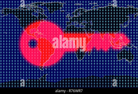 Chiave digitale sulla mappa del mondo Foto Stock