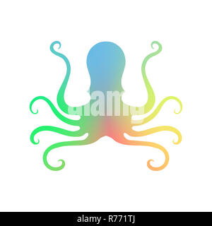 Icona di polipo isolato. Stilized Logo Design. Frutti di mare simbolo. Foto Stock