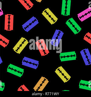 Tradizionale bordo doppia lama di rasoio Seamless Pattern. Strumento per il taglio dei capelli e la barba. Acciaio inossidabile Sheving attrezzatura. Foto Stock