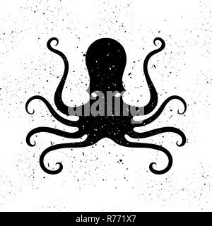 Silhouette di polpo icona. Stilized Logo Design. Frutti di mare simbolo. Foto Stock