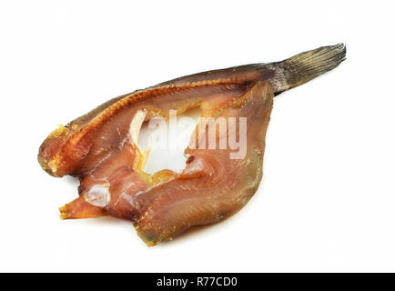 Secco snakehead striato pesce essiccato sun / striped snakehead sezionare pesce essiccato isolati su sfondo bianco Foto Stock