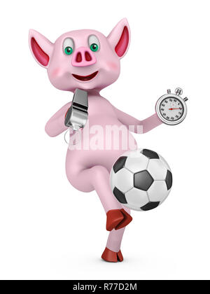 Maialino con pallone da calcio Foto Stock