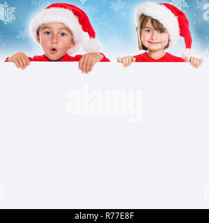 Il Natale dei bambini Kids card Babbo natale quadrato vuoto copyspace banner spazio copia Foto Stock