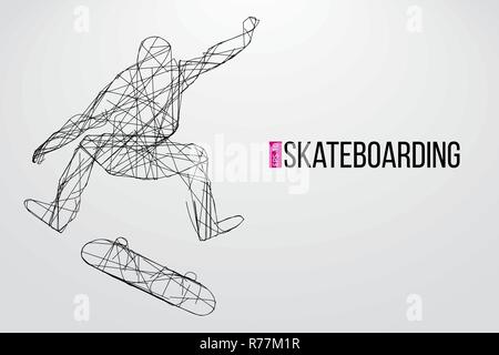 Silhouette di un guidatore di skateboard. Illustrazione Vettoriale Illustrazione Vettoriale