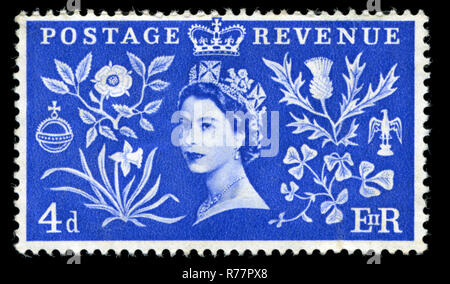 Francobollo dalla Gran Bretagna nel Queen Elizabet II serie Coronation rilasciato in 1953 Foto Stock