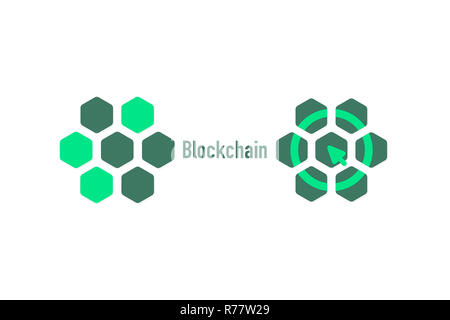 Un esempio di interazione bitcoin sul circuito. Economia Digitale. Illustrazione della moneta crypto Foto Stock